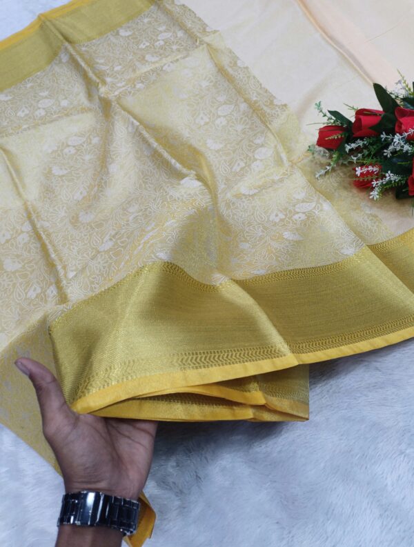 BANARASI TISSUE SILK SAREE GOLD - Image 4