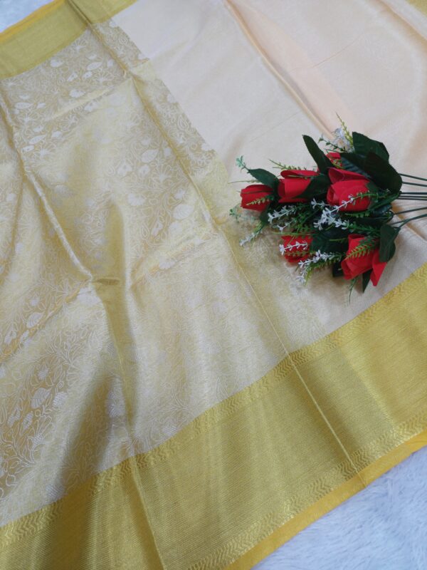 BANARASI TISSUE SILK SAREE GOLD - Image 2
