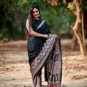 MODAL SILK AJRAKH PRINT SAREE