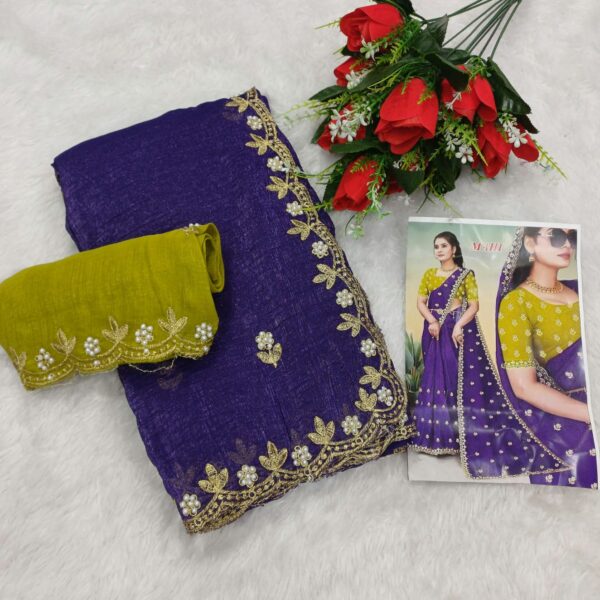 MAHI KIWI GEORGETTE CHIFFON SAREES - Image 2