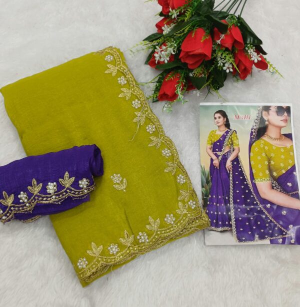 MAHI KIWI GEORGETTE CHIFFON SAREES - Image 3