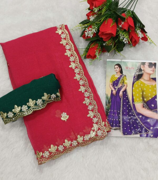 MAHI KIWI GEORGETTE CHIFFON SAREES - Image 4