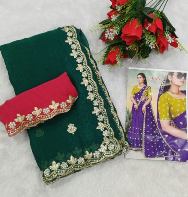 MAHI KIWI GEORGETTE CHIFFON SAREES - Image 5