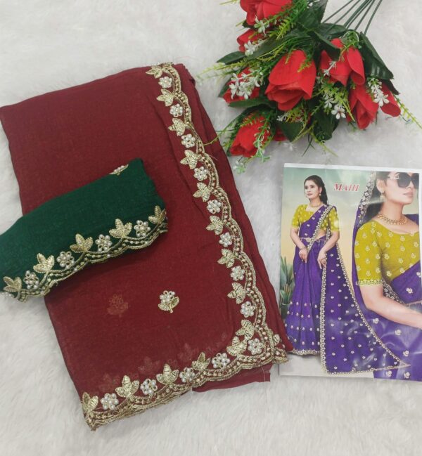 MAHI KIWI GEORGETTE CHIFFON SAREES - Image 6