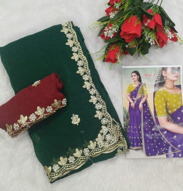 MAHI KIWI GEORGETTE CHIFFON SAREES - Image 7