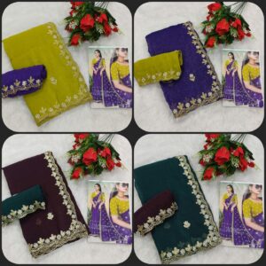 MAHI KIWI GEORGETTE CHIFFON SAREES