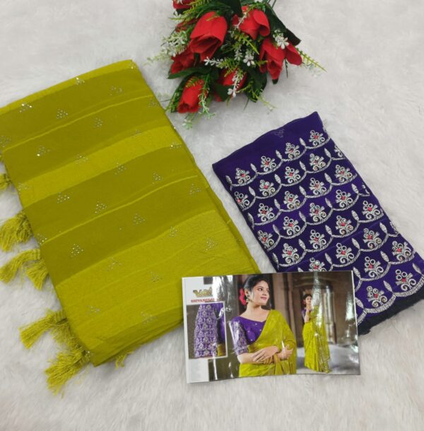 SHIVANGI SILK SILVER ZARI WORK SAREE - Image 6
